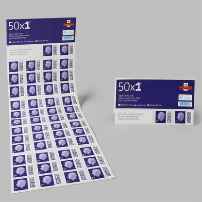 Royal Mail 50 x 1st Class Barcoded Postage Stamps (7% Discount)
